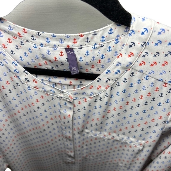 NYJD nautical theme blouse size PS - Picture 3 of 6